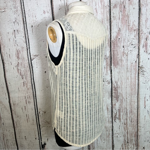 Miss Me Button Down Lace Beaded Embellished Shirt Top Size Large - Picture 8 of 15